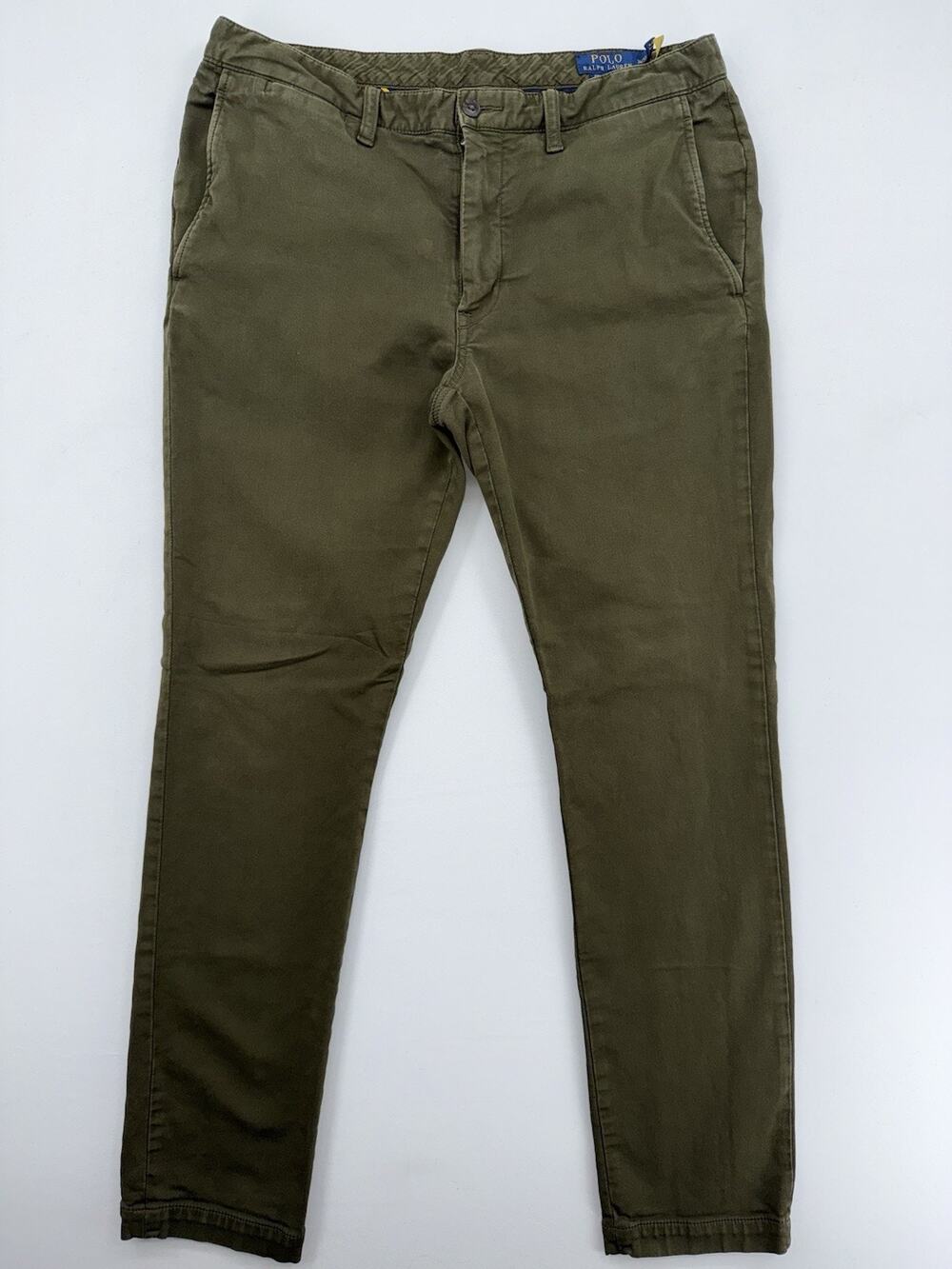 Polo Ralph Lauren Men Bedford Chino Pants Size 34x32 Olive Green Slim Fit18